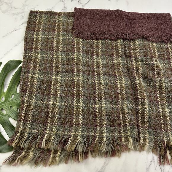 Boyne Valley Weavers Poncho Sweater Shawl One Size Green Purple Plaid Layered - Picture 14 of 14